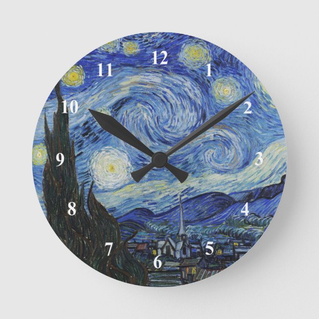 Van Gogh Starry Night Painting Rund Klocka (Framsida)