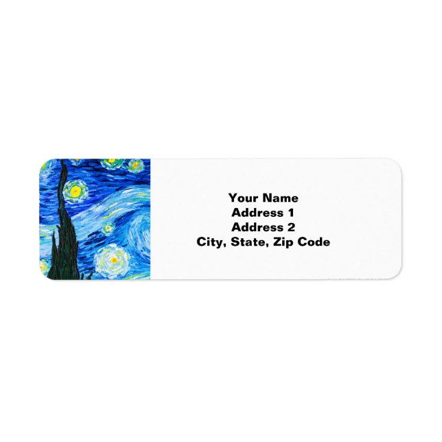 Van Gogh Starry Night Returadress Etikett (Framsidan)