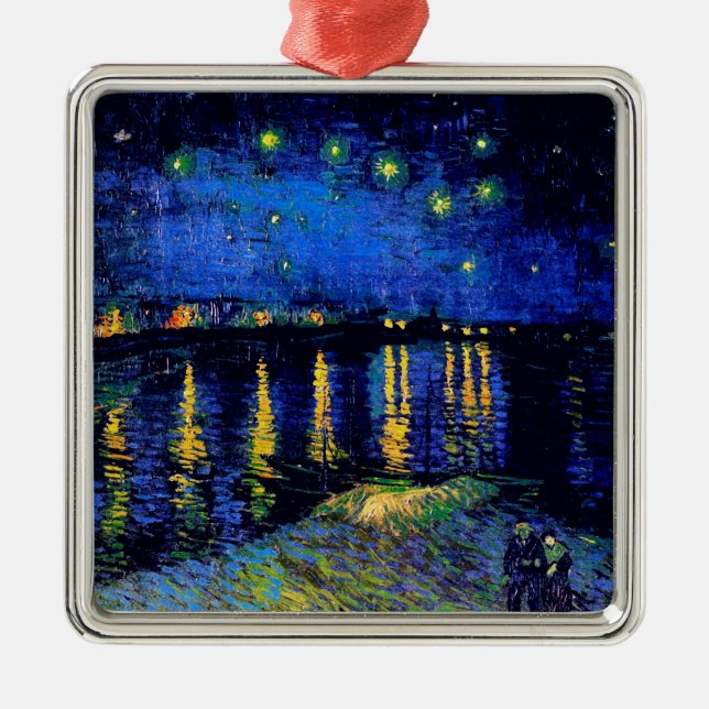 Van Gogh Starry Night Rhone (F474) Fine Art Julgransprydnad Metall (Framsidan)