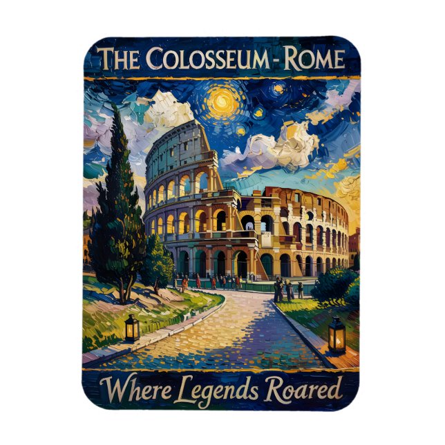Van Gogh Starry Night Rom Colosseum Italien Travel Magnet (Vertikal)