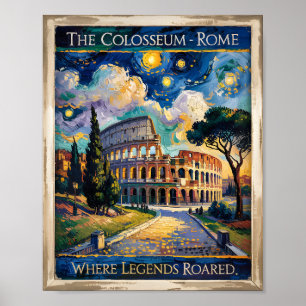 Van Gogh Starry Night Rom Italien Colosseum Travel Poster