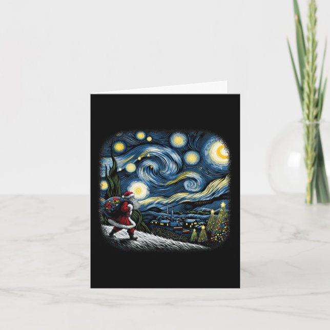 Van Gogh Starry Night Santa Jul Winter Snowy Kort (Framsida)