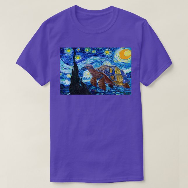 Van Gogh Starry Night Sea Turtle Art Painting T-Sh T Shirt (Design framsida)