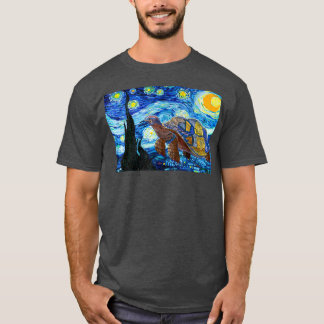Van Gogh Starry Night Sea Turtle Art Painting T Shirt