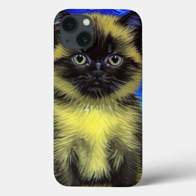 Van Gogh Starry Night Siamese Cat (Baksida)