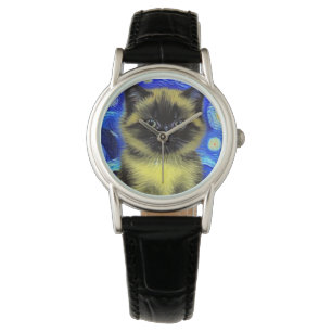 Van Gogh Starry Night Siamese Cat Armbandsur
