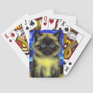 Van Gogh Starry Night Siamese Cat Casinokort