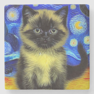 Van Gogh Starry Night Siamese Cat Stenunderlägg