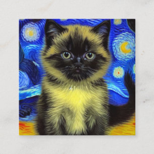 Van Gogh Starry Night Siamese Cat Tilläggskort