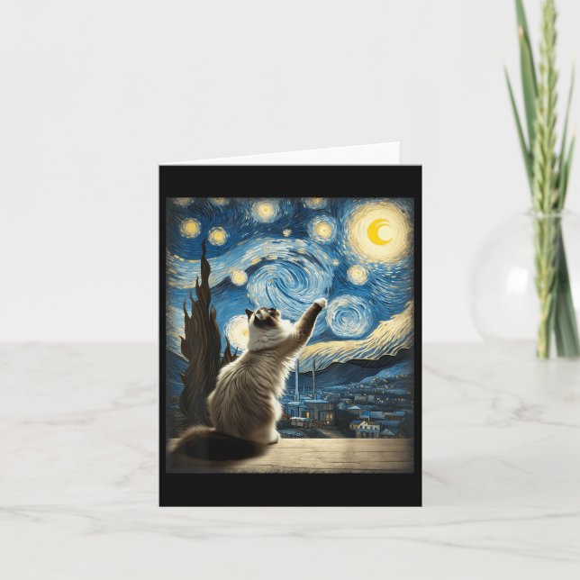 Van Gogh Starry Night Stil Artistic Ragdoll Cat Kort (Framsida)