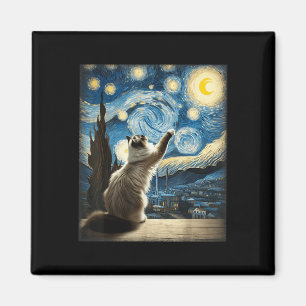 Van Gogh Starry Night Stil Artistic Ragdoll Cat Magnet