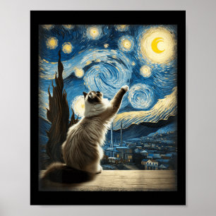 Van Gogh Starry Night Stil Artistic Ragdoll Cat Poster