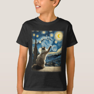Van Gogh Starry Night Stil Artistic Ragdoll Cat T Shirt