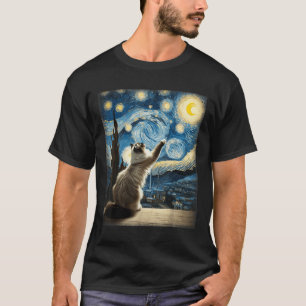 Van Gogh Starry Night Stil Artistic Ragdoll Cat T Shirt