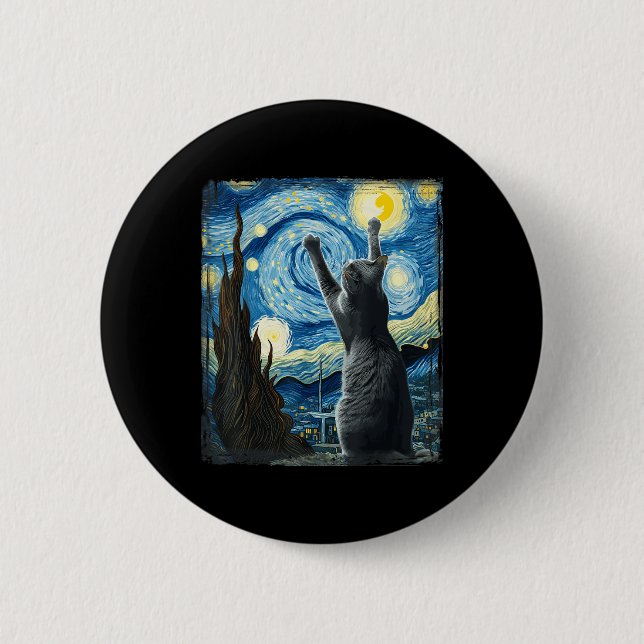 Van Gogh Starry Night Stil Artistic Russian Blue Knapp (Framsida)