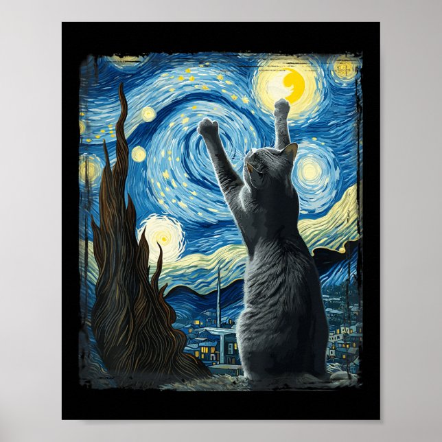Van Gogh Starry Night Stil Artistic Russian Blue Poster (Framsidan)