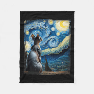 Van Gogh Starry Night Stil Artistic Sphynx Cat Fleecefilt