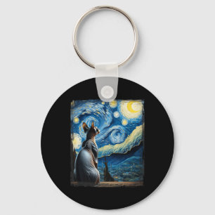 Van Gogh Starry Night Stil Artistic Sphynx Cat Nyckelring