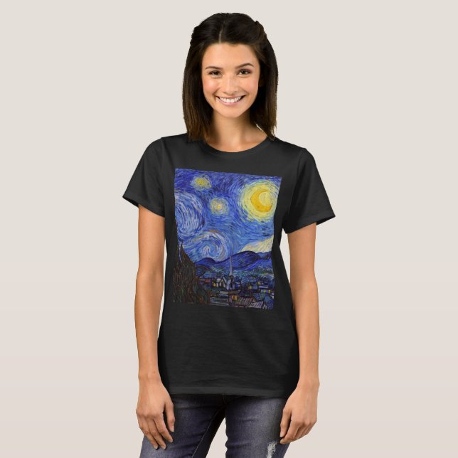 van Gogh ,“ “  ”Starry night ” T Shirt (Hel framsida)