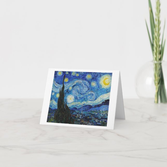 VAN GOGH "STARRY NIGHT"-TACK GREETING CARD KORT (Framsida)