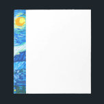 Van Gogh Starry Night uppdaterad Anteckningsblock<br><div class="desc">Anteckningsblock med Vincent van Goghs oljemålning Stjärnnatten (1889). Med inspiration från hans vistelse på asyl skildrar konsten en by under en natt himlar av blå och gult måne och stjärnor. En underbar gåva till fläkt av postimperialism och nederländsk konst.</div>