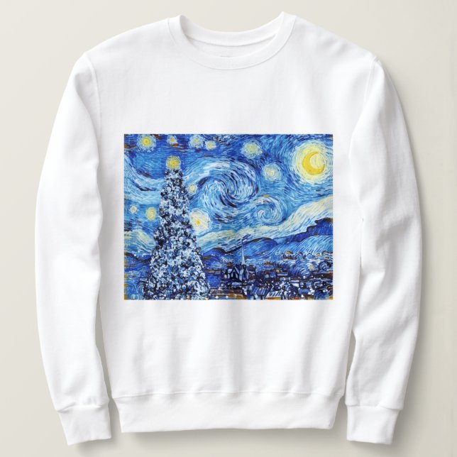 Van Gogh Starry Night - White Julgran T Shirt (Design framsida)