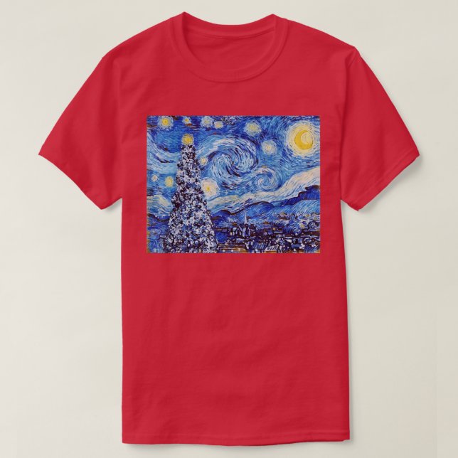 Van Gogh Starry NightWhite-julvinter T Shirt (Design framsida)