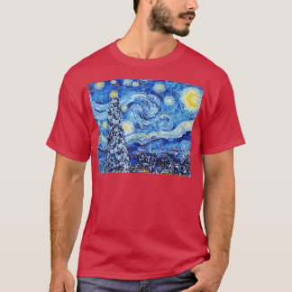 Van Gogh Starry NightWhite-julvinter T Shirt