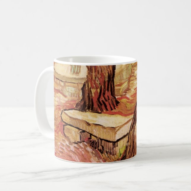 Van Gogh Stenbergänk i trädgården, St Paul-sjukhus Kaffemugg (Framsida vänster)
