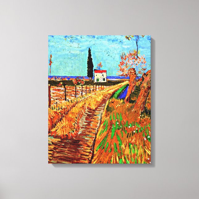 Van Gogh - Stig genom ett fält med videsläktet Canvastryck (Framsida)