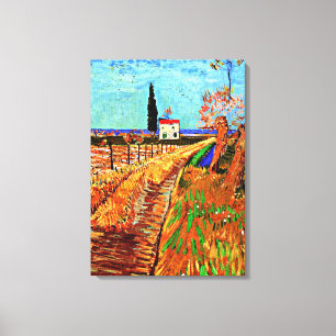 Van Gogh - Stig genom ett fält med videsläktet Canvastryck