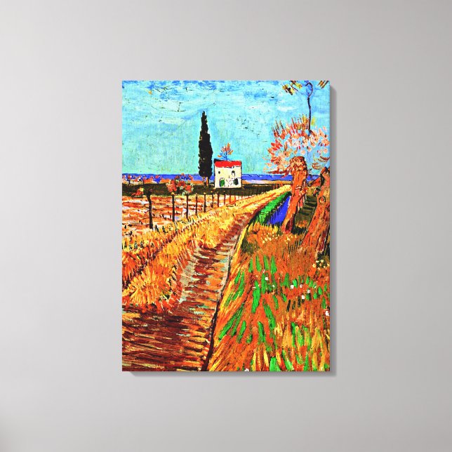 Van Gogh - Stig genom ett fält med videsläktet Canvastryck (Framsida)