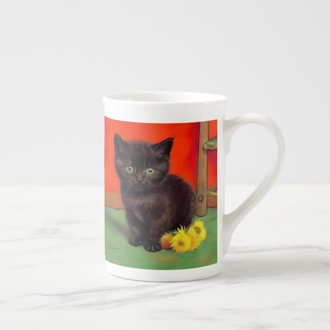 Van Gogh Stil Black Cat Benporslin Mugg (Höger)