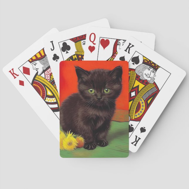 Van Gogh Stil Black Cat Casinokort (Baksidan)