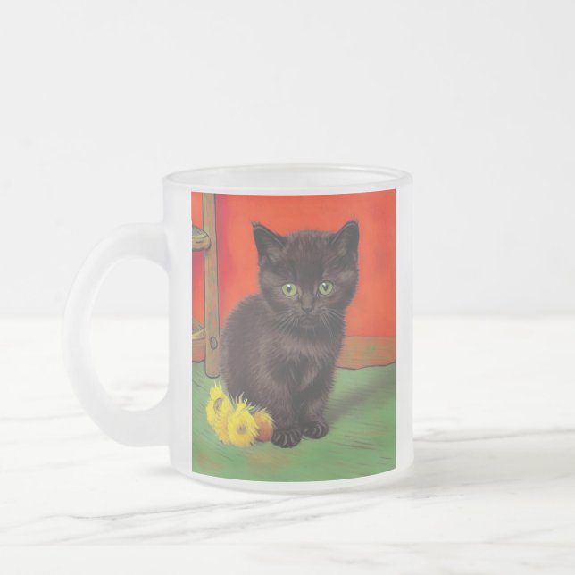 Van Gogh Stil Black Cat Frostad Glasmugg (Vänster)
