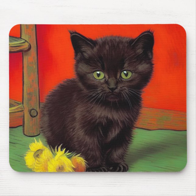 Van Gogh Stil Black Cat Musmatta (Framsidan)