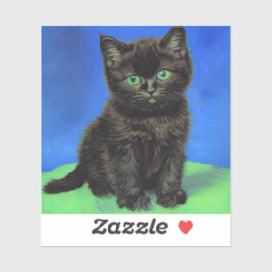 Van Gogh Stil Black Kitten Klistermärken