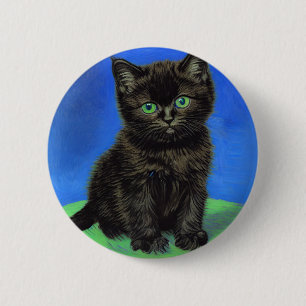 Van Gogh Stil Black Kitten Knapp