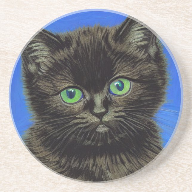 Van Gogh Stil Black Kitten Underlägg (Framsidan)
