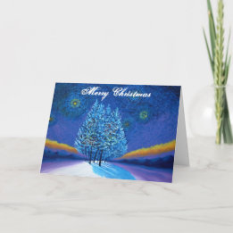 Van Gogh Stil Blue jul Helgkort