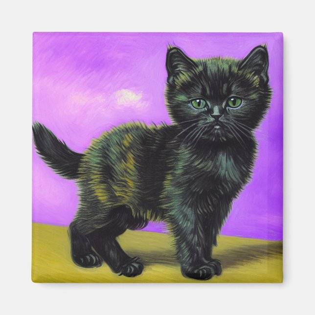 Van Gogh Stil Cat Magnet (Framsidan)