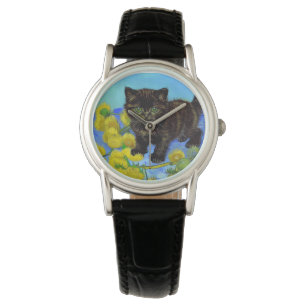 Van Gogh Stil Cat med solblommor Armbandsur