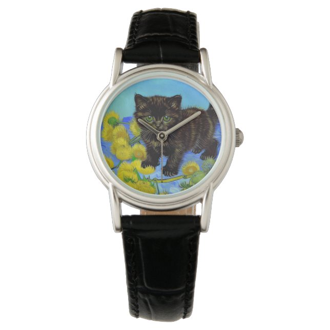 Van Gogh Stil Cat med solblommor Armbandsur (Framsida)