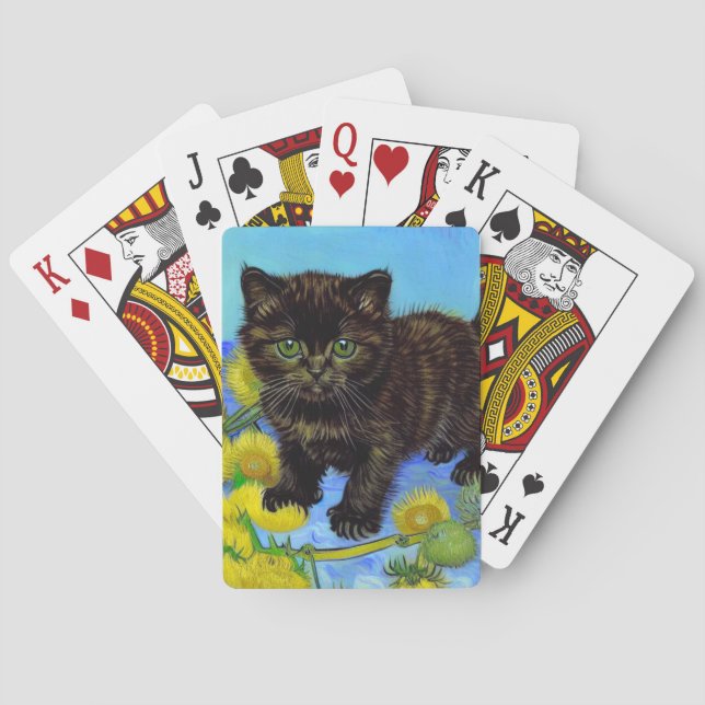Van Gogh Stil Cat med solblommor Casinokort (Baksidan)