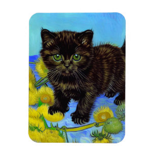 Van Gogh Stil Cat med solblommor Magnet