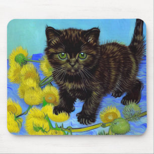 Van Gogh Stil Cat med solblommor Musmatta