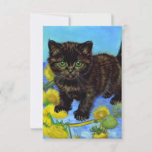 Van Gogh Stil Cat med solblommor OSA Kort