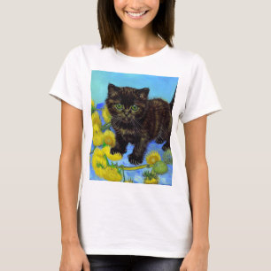Van Gogh Stil Cat med solblommor T Shirt