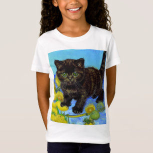 Van Gogh Stil Cat med solblommor T Shirt