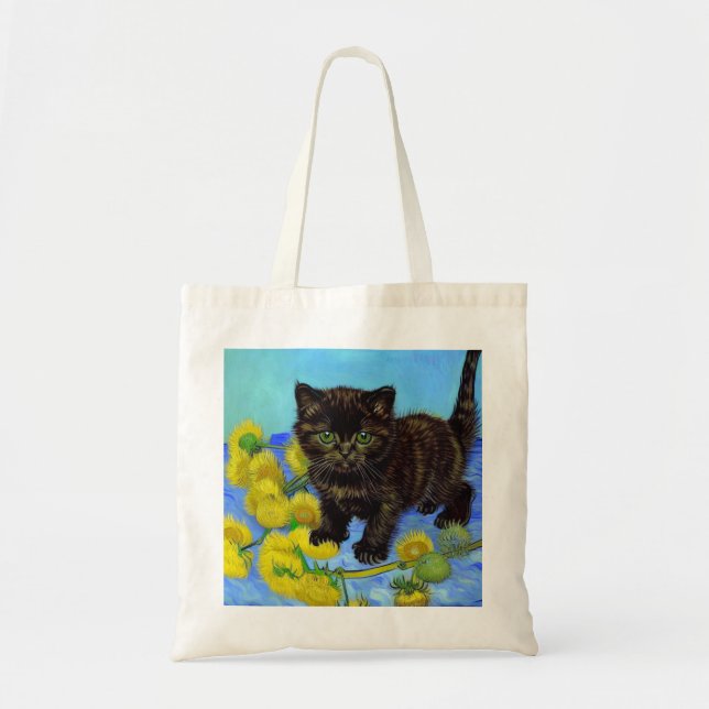 Van Gogh Stil Cat med solblommor Tygkasse (Framsidan)